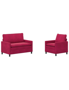 Set di divani 2 pcs Rosso Vino Velluto 2