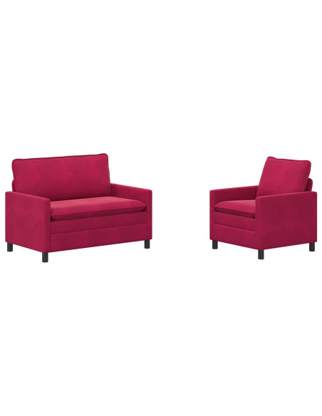 Set di divani 2 pcs Rosso Vino Velluto