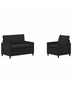 Set di divani 2 pcs Nero Velluto 2