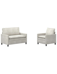 Set di divani 2 pcs Crema Velluto 2