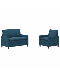 Set di divani 2 pcs Blu Velluto 2
