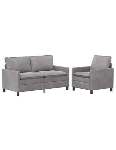 Set di divani 2 pcs Grigio Chiaro Velluto
