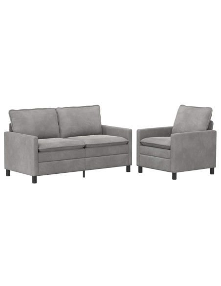 Set di divani 2 pcs Grigio Chiaro Velluto