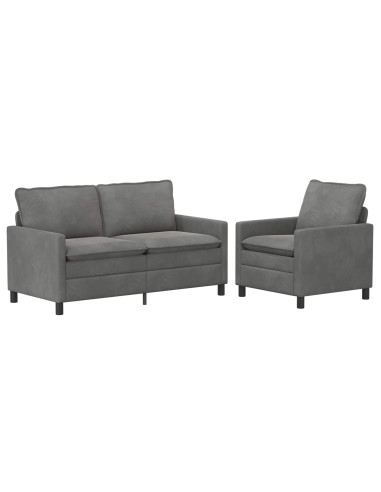 Set di divani 2 pcs Grigio Scuro Velluto