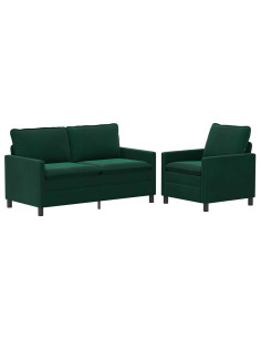 Set di divani 2 pcs Verde Scuro Velluto 2
