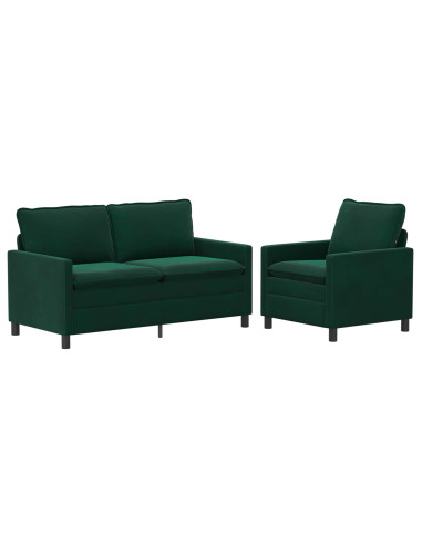 Set di divani 2 pcs Verde Scuro Velluto