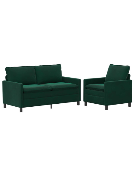 Set di divani 2 pcs Verde Scuro Velluto