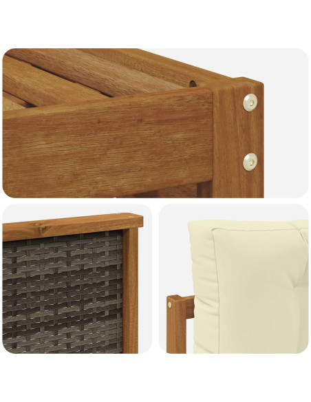 Set di divani da esterno con cuscino 6 pcs Naturale e Crema