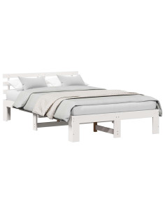 Struttura del letto Bianco 140 x 190 cm Pino massello 2