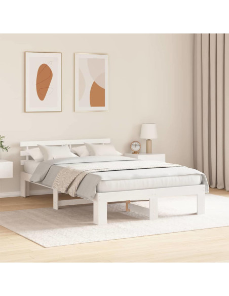 Struttura del letto Bianco 140 x 190 cm Pino massello
