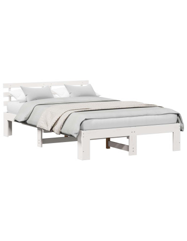 Struttura del letto Bianco 135 x 190 cm Pino massello