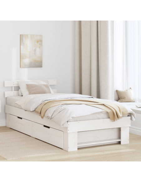 Struttura del letto Bianco 100 x 200 cm Pino massello