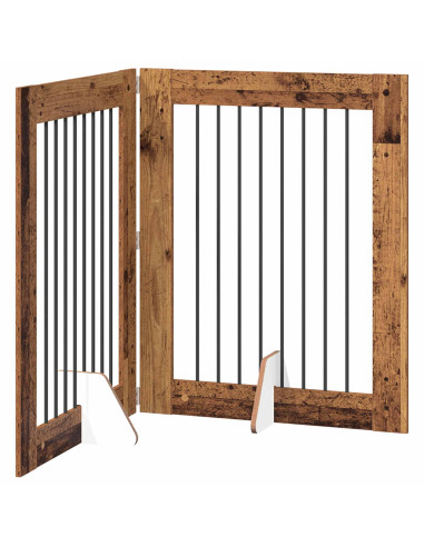 Cancello per cani con supporti 2 pcs Legno antico 80 x 100 cm