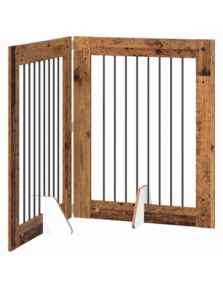 Cancello per cani con supporti 2 pcs Legno antico 80 x 100 cm
