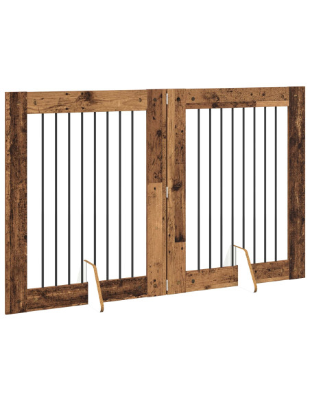 Cancello per cani con supporti 2 pcs Legno antico 80 x 100 cm