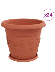 Vasi per Piante 24 pcs Rosso Mattone Ø 26 x 21.5 cm Plastica 2