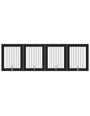 Cancello per cani con supporti 4 pcs Rovere Nero 80 x 100 cm