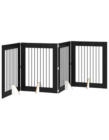 Cancello per cani con supporti 4 pcs Rovere Nero 80 x 100 cm