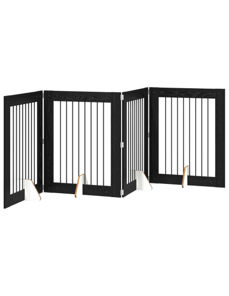Cancello per cani con supporti 4 pcs Rovere Nero 80 x 100 cm