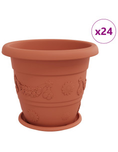 Vasi per Piante 24 pcs Rosso Mattone Ø 26 x 21.5 cm Plastica 2