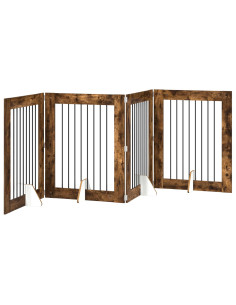 Cancello per cani con supporti 4 pcs Rovere Fumo 80 x 100 cm 2