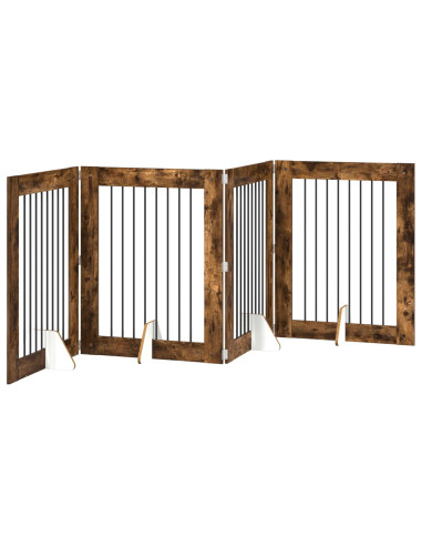 Cancello per cani con supporti 4 pcs Rovere Fumo 80 x 100 cm