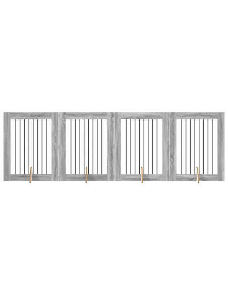 Cancello per cani con supporti 4 pcs Grigio Sonoma 80 x 100 cm