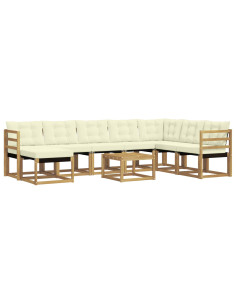 Set di divani da esterno con cuscino 9 pcs Bianco e Crema 2