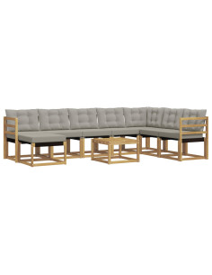 Set di divani da esterno 9 pcs Bianco e Grigio Chiaro 2