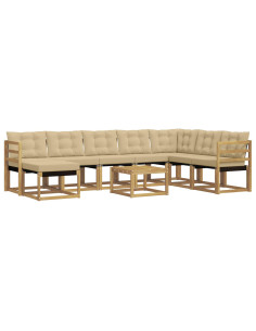 Set di divani da esterno con cuscino 9 pcs Bianco e Beige 2