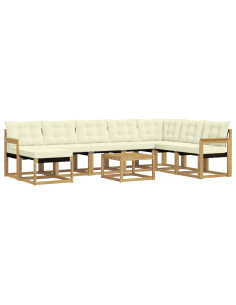 Set di divani da esterno con cuscino 9 pcs Bianco e Crema 2