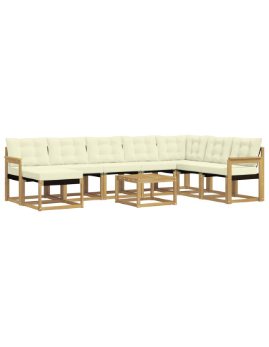 Set di divani da esterno con cuscino 9 pcs Bianco e Crema