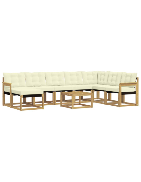 Set di divani da esterno con cuscino 9 pcs Bianco e Crema