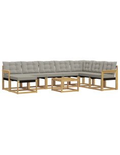 Set di divani da esterno 9 pcs Bianco e Grigio Chiaro 2