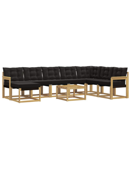 Set di divani da esterno con cuscino 9 pcs Bianco e Nero
