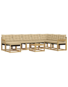 Set di divani da esterno con cuscino 9 pcs Bianco e Beige 2