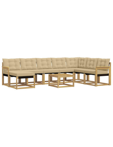 Set di divani da esterno con cuscino 9 pcs Bianco e Beige