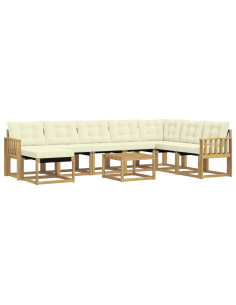 Set di divani da esterno con cuscino 9 pcs Bianco e Crema 2