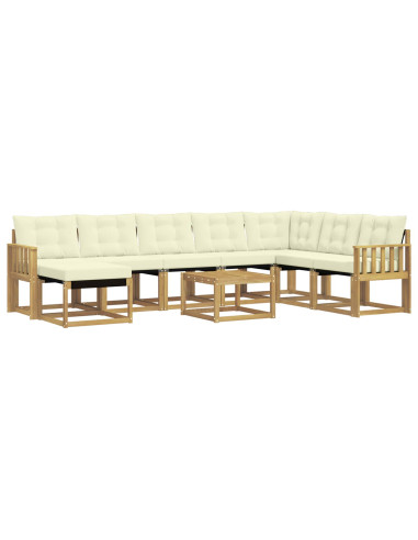 Set di divani da esterno con cuscino 9 pcs Bianco e Crema