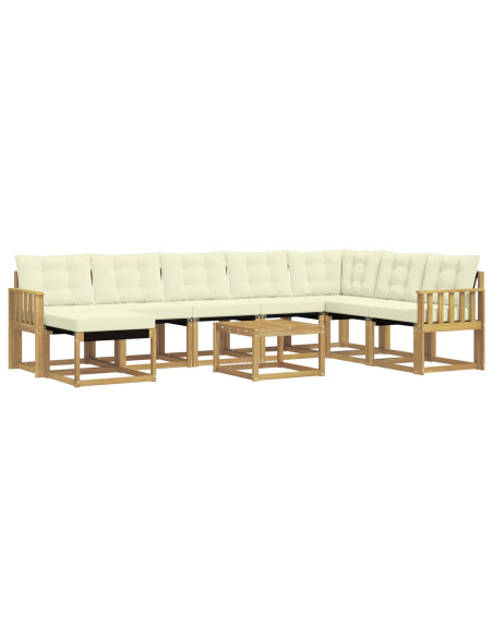 Set di divani da esterno con cuscino 9 pcs Bianco e Crema