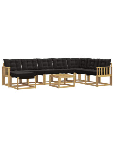 Set di divani da esterno con cuscino 9 pcs Bianco e Nero 2