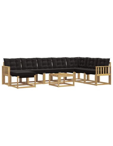 Set di divani da esterno con cuscino 9 pcs Bianco e Nero