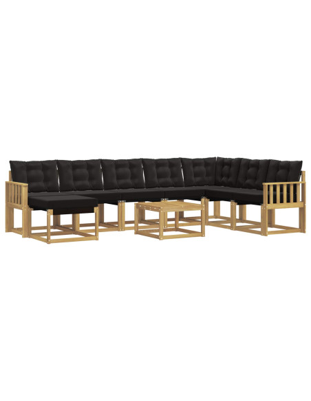 Set di divani da esterno con cuscino 9 pcs Bianco e Nero