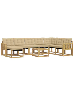 Set di divani da esterno con cuscino 9 pcs Bianco e Beige 2
