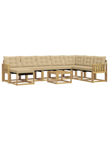 Set di divani da esterno con cuscino 9 pcs Bianco e Beige