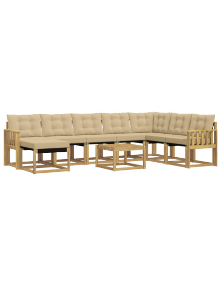 Set di divani da esterno con cuscino 9 pcs Bianco e Beige