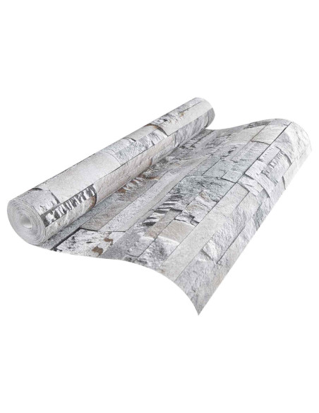 Carta da Parati 3D Pietra Grigio 10 x 0,53 m