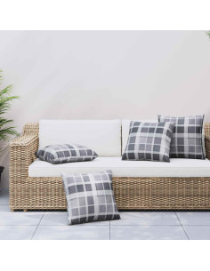 Cuscino da Esterno 4 pcs Grigio a quadri 60 x 60 cm Tessuto