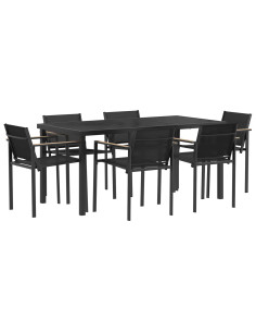 Set di Mobili da Esterno 7 pcs Nero e antracite Textilene 2
