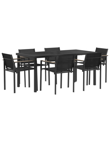Set di Mobili da Esterno 7 pcs Nero e antracite Textilene